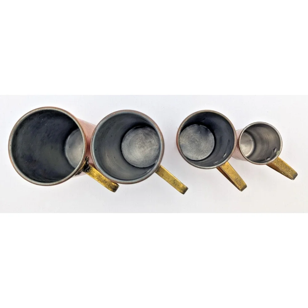 Vintage Copper Measuring Cups with Handles Set of 4 Rustic Farmhouse Kitchen